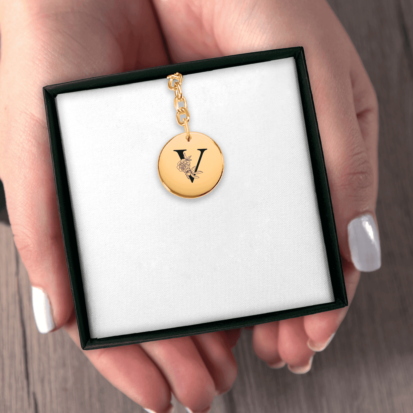 Floraler Buchstaben Schlüsselanhänger (Buchstabe personalisierbar)