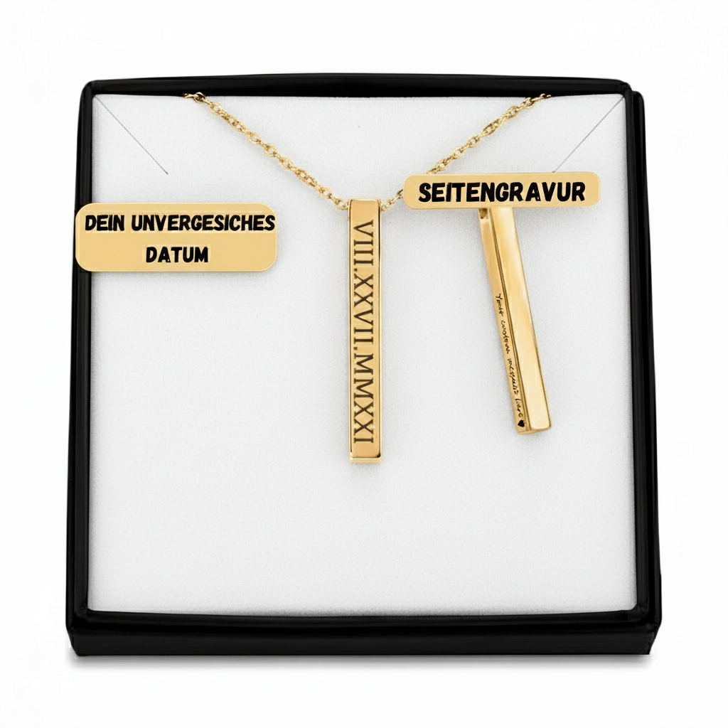 Personalisierte Halskette mit römischen Zahlen (Senkrecht)