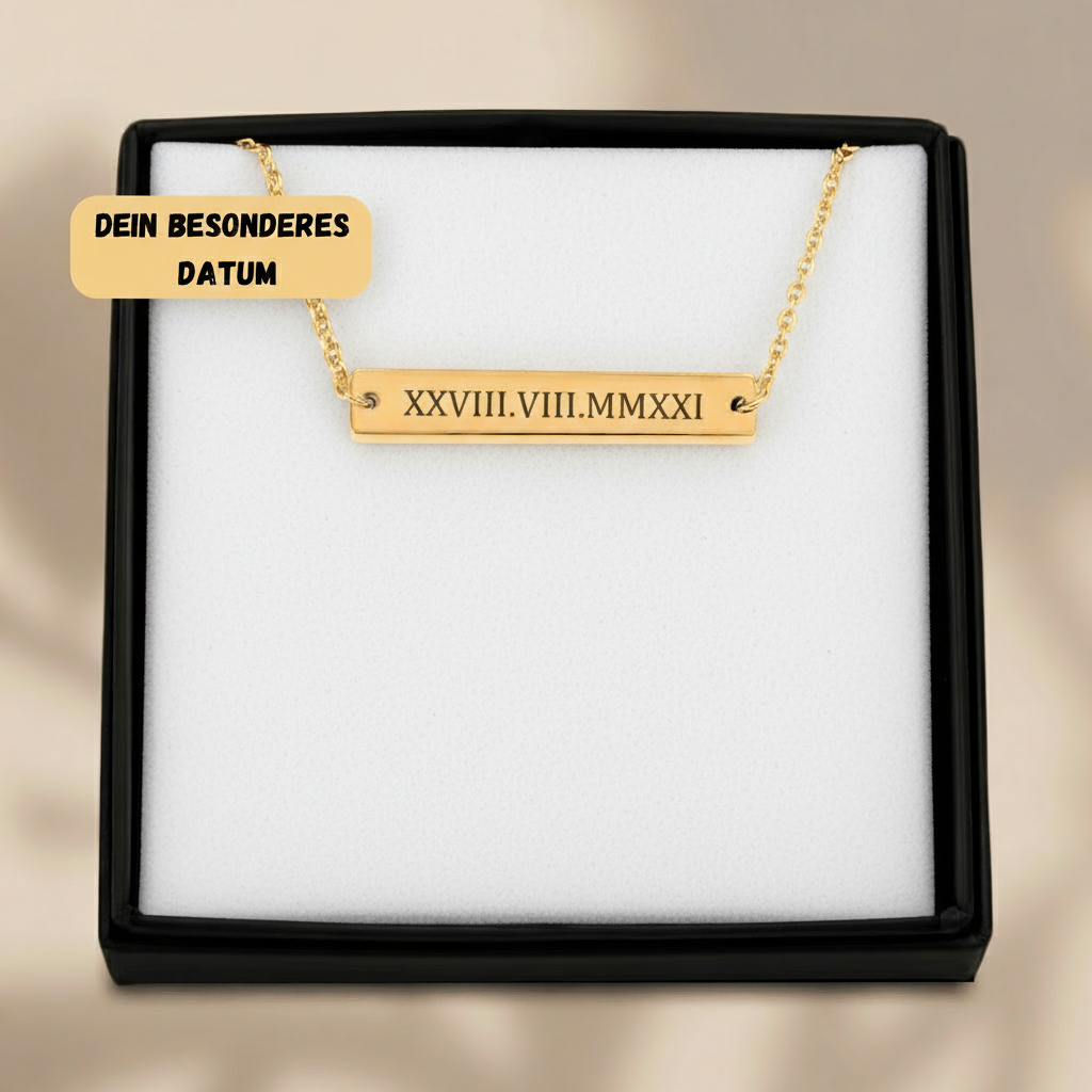 Personalisierte Halskette mit römischen Zahlen