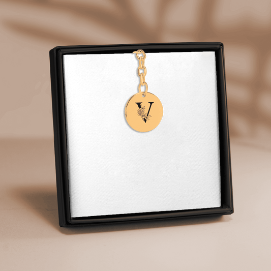 Floraler Buchstaben Schlüsselanhänger (Buchstabe personalisierbar)