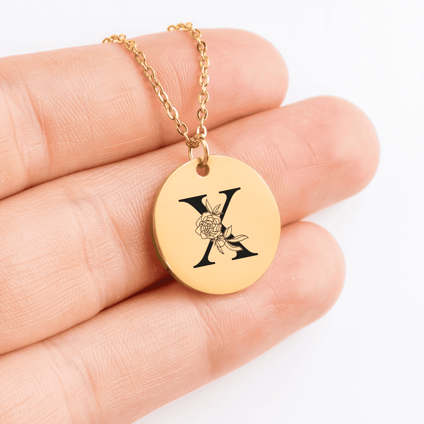 Florale Buchstaben Halskette (Buchstabe personalisierbar)